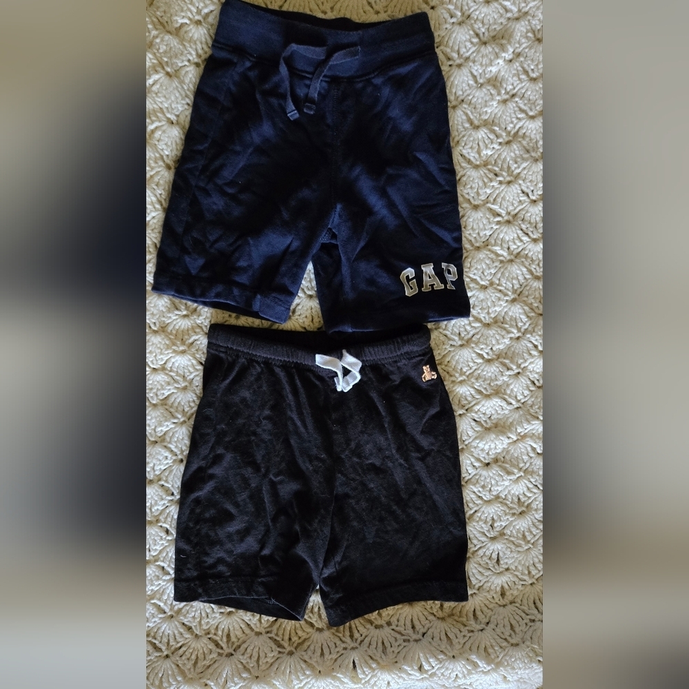 GAP Boys Black Shorts With Teddy And Navy Blue Gap Atheletic Shorts. 2 Pair Lot